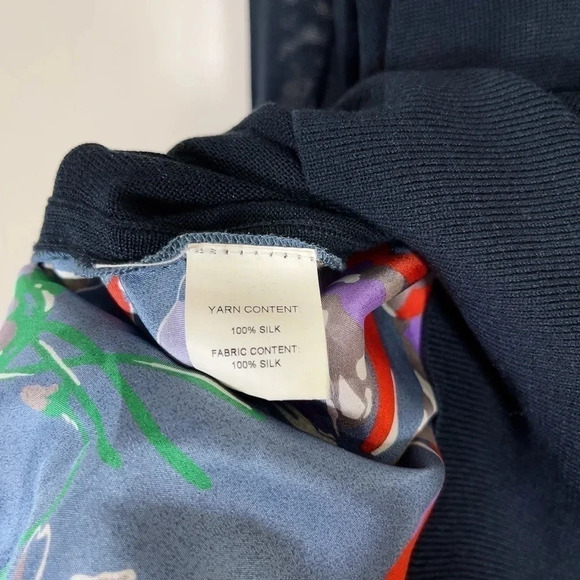 10 Crosby Derek Lam  Floral Back Navy Sweater - Picture 9 of 14